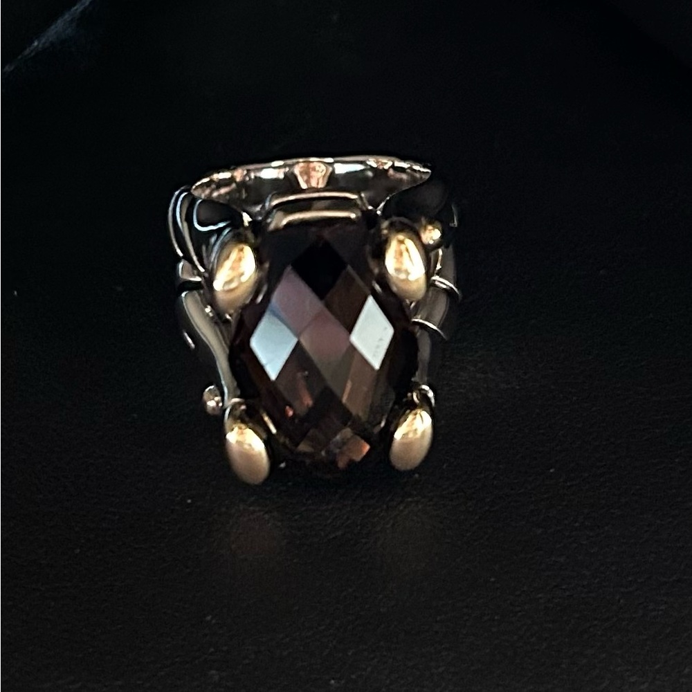 John Atencio Smokey quartz ring in sterling silver and 14ky